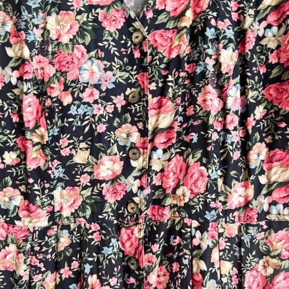 Vintage 90s Northern Traditions Floral Wide Leg Jumpsuit S/M - Picture 5 of 11